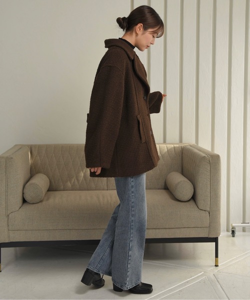 I_am（アイアム）の「back belt big collar coat / バックベルトビッグカラーコート（その他アウター・レディース・ブラウン・FREE）」の4枚目の写真