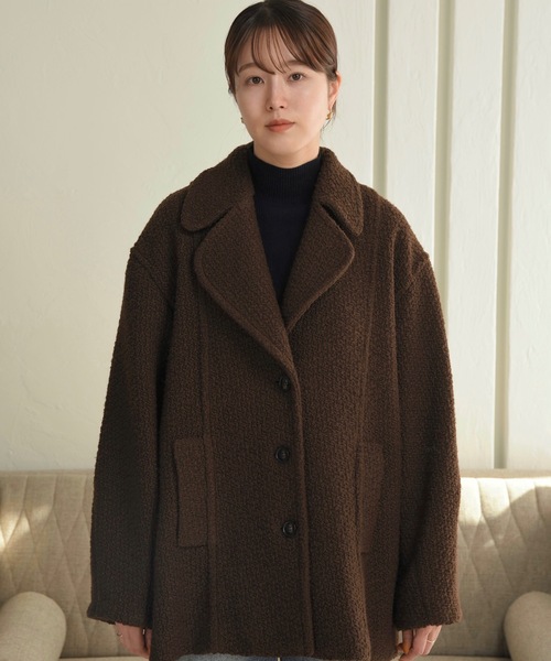 I_am（アイアム）の「back belt big collar coat / バックベルトビッグカラーコート（その他アウター・レディース・ブラウン・FREE）」の2枚目の写真