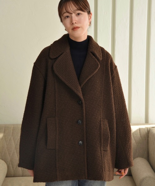 I_am（アイアム）の「back belt big collar coat / バックベルトビッグカラーコート（その他アウター・レディース・ブラウン・FREE）」の9枚目の写真