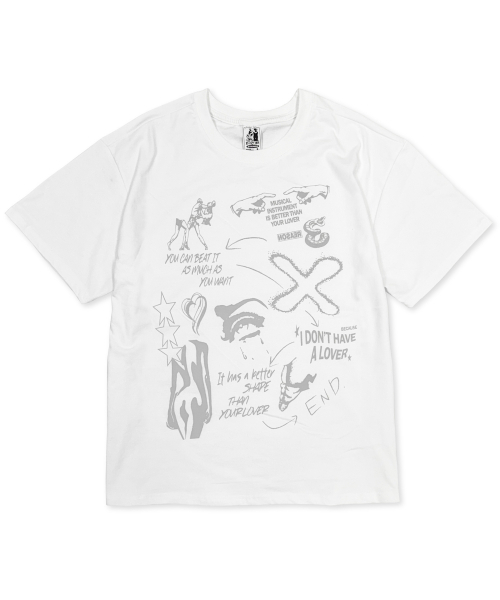 DEFYCLUBROBBERS(ディファイクラブロバース)の「3 リーズン ホワイト グレー (Tシャツ)(Tシャツ/カットソー・レディース・その他・MEDIUM/LARGE)」の1枚目の写真