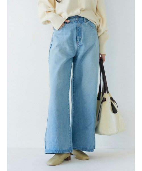 【SALE】【30％OFF】【即納】Ungrid アングリッド カーゴルーズデニム 112342415101【2023】【AW】【2023秋冬】【2023AW】【入荷】 セール】レースドッキングルーズデニム（デニムパンツ）｜Ungrid（アン