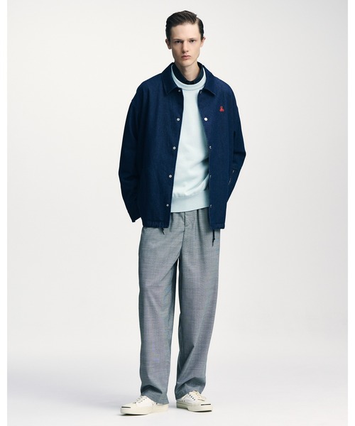 SOPH. ソフ ネイビー パンツ SOPH. | 2WAY STRETCH SHIRRING SLIM FIT SLACKS(M NAVY):