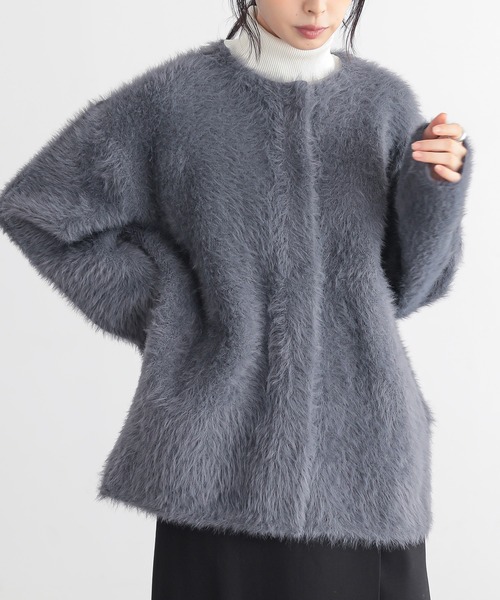 for/c(フォーシー)の「ふわふわシャギーニットアウター【サスティナブル】(カーディガン/ボレロ・レディース・ベージュ/チャコール・L/M)」の1枚目の写真