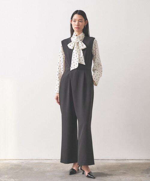 GALLEST（ギャレスト）の「【オケージョン／セットアップ可能】ダブルクロスサロペット（サロペット/オーバーオール・レディース・ブラック/サックスブルー・38/40）」の2枚目の写真