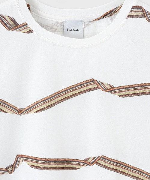 Paul Smith(ポールスミス)の「ウィメンズ "Signature Stripe" リボン 半袖Tシャツ / 165104 392V(Tシャツ/カットソー・レディース・オフホワイト・MEDIUM)」の2枚目の写真