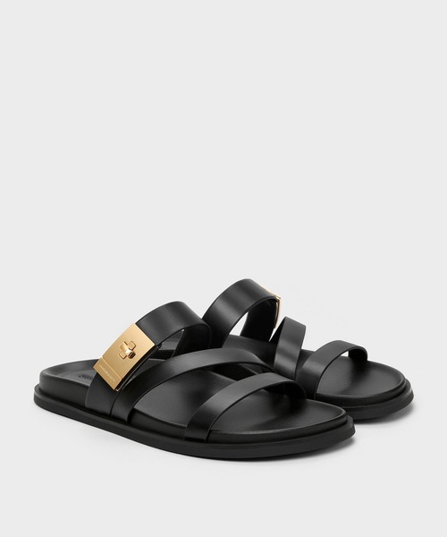 CHARLES & KEITH(チャールズ & キース)の「Aelin エイリン メタリックバックル ストラッピーサンダル(サンダル・レディース・ブラック/ライトブラウン/ホワイト・24.5cm/23.5cm/23cm/22.5cm/25.5cm/25cm)」の8枚目の写真