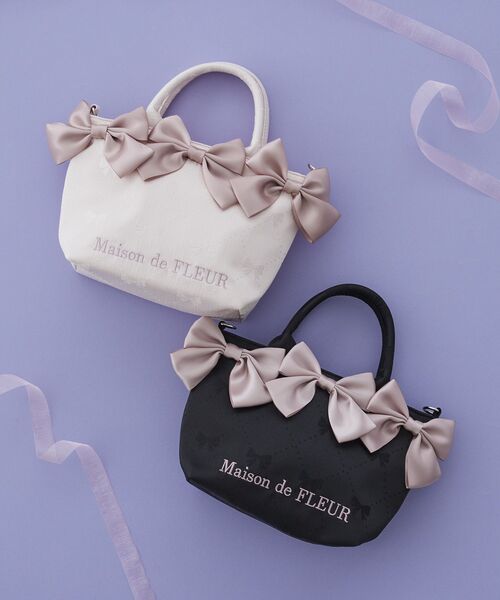 Maison de FLEUR(メゾンドフルール)の「リボンジャカード2Wayミニトートバッグ(トートバッグ・レディース・ブラック/ピンク・FREE)」の3枚目の写真