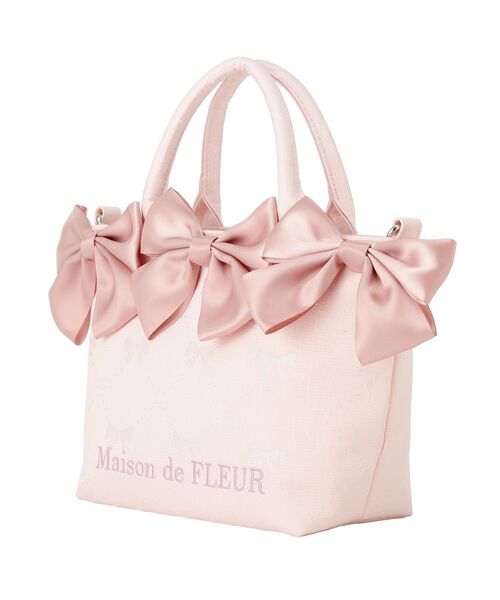 Maison de FLEUR(メゾンドフルール)の「リボンジャカード2Wayミニトートバッグ(トートバッグ・レディース・ブラック/ピンク・FREE)」の6枚目の写真