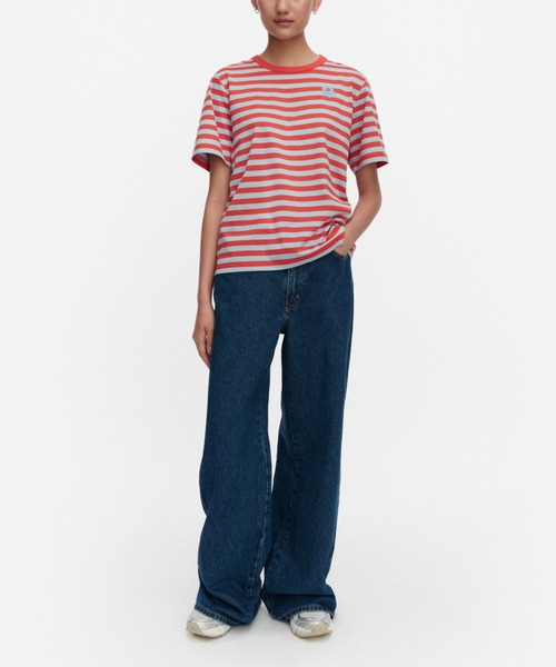 marimekko(マリメッコ)の「【kioski】 Tasaraita Unikko / t-shirt(Tシャツ/カットソー・レディース・レッド・X-SMALL/SMALL)」の1枚目の写真