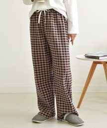 DAY CLOSET | 【裏起毛/ゴム・紐調節可】冬もぽかぽか。韓国っぽ チェック柄 ボア ロング ルームパンツ レディース(ルームウェア/パジャマ)