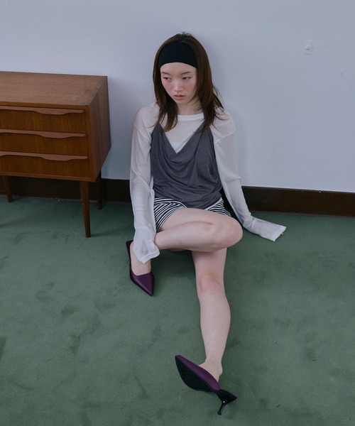 Unblend(アンブレンド)の「【Unblend】ホルターネック ドレープキャミソール&シアー ベーシックロンT<セットアイテム>(Tシャツ/カットソー・レディース・ブラック/ライトブルー/オフホワイト/杢グレー・FREE)」の9枚目の写真