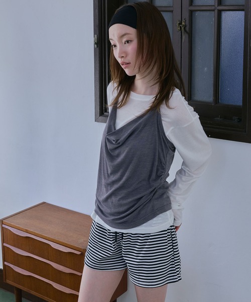Unblend(アンブレンド)の「【Unblend】ホルターネック ドレープキャミソール&シアー ベーシックロンT<セットアイテム>(Tシャツ/カットソー・レディース・ブラック/ライトブルー/オフホワイト/杢グレー・FREE)」の15枚目の写真