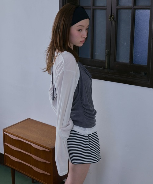 Unblend(アンブレンド)の「【Unblend】ホルターネック ドレープキャミソール&シアー ベーシックロンT<セットアイテム>(Tシャツ/カットソー・レディース・ブラック/ライトブルー/オフホワイト/杢グレー・FREE)」の16枚目の写真