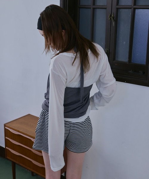 Unblend(アンブレンド)の「【Unblend】ホルターネック ドレープキャミソール&シアー ベーシックロンT<セットアイテム>(Tシャツ/カットソー・レディース・ブラック/ライトブルー/オフホワイト/杢グレー・FREE)」の17枚目の写真