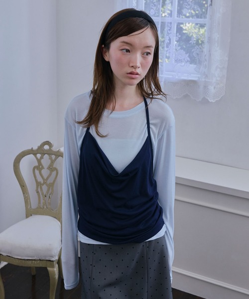 Unblend(アンブレンド)の「【Unblend】ホルターネック ドレープキャミソール&シアー ベーシックロンT<セットアイテム>(Tシャツ/カットソー・レディース・ブラック/ライトブルー/オフホワイト/杢グレー・FREE)」の16枚目の写真