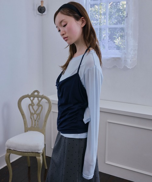 Unblend(アンブレンド)の「【Unblend】ホルターネック ドレープキャミソール&シアー ベーシックロンT<セットアイテム>(Tシャツ/カットソー・レディース・ブラック/ライトブルー/オフホワイト/杢グレー・FREE)」の17枚目の写真