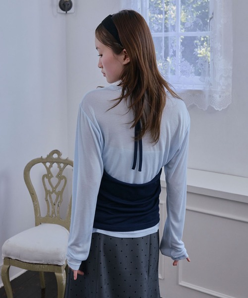 Unblend(アンブレンド)の「【Unblend】ホルターネック ドレープキャミソール&シアー ベーシックロンT<セットアイテム>(Tシャツ/カットソー・レディース・ブラック/ライトブルー/オフホワイト/杢グレー・FREE)」の18枚目の写真