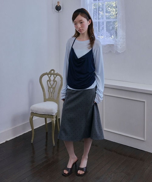 Unblend(アンブレンド)の「【Unblend】ホルターネック ドレープキャミソール&シアー ベーシックロンT<セットアイテム>(Tシャツ/カットソー・レディース・ブラック/ライトブルー/オフホワイト/杢グレー・FREE)」の20枚目の写真