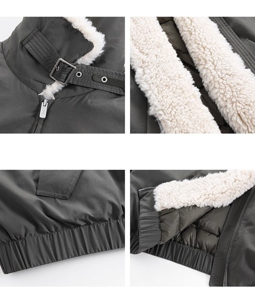 フェイクファーカラー 襟ベルト ワークウェアダウンジャケット