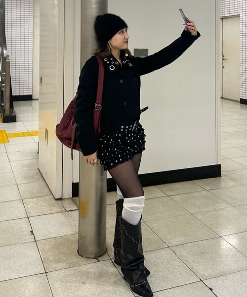 WHO'S WHO gallery(フーズフーギャラリー)の「アイレットショートPジャケット(ピーコート・レディース・ブラック/ライトグレー/ネイビー・FREE)」の10枚目の写真