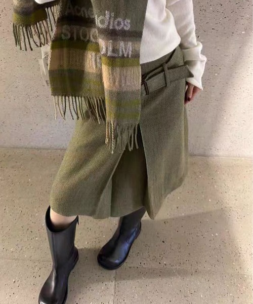 AsheKsha(アシクシャ)の「タイトル:おしゃれで若々しく見える万能スカート Aラインスカート(スカート・レディース・カーキ・S/M)」の3枚目の写真