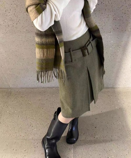 AsheKsha(アシクシャ)の「タイトル:おしゃれで若々しく見える万能スカート Aラインスカート(スカート・レディース・カーキ・S/M)」の4枚目の写真