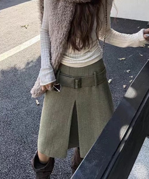 AsheKsha(アシクシャ)の「タイトル:おしゃれで若々しく見える万能スカート Aラインスカート(スカート・レディース・カーキ・S/M)」の10枚目の写真