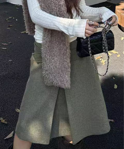 AsheKsha(アシクシャ)の「タイトル:おしゃれで若々しく見える万能スカート Aラインスカート(スカート・レディース・カーキ・S/M)」の12枚目の写真