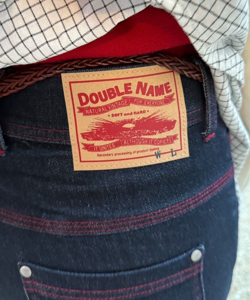 DOUBLE NAME（ダブルネーム）の「【S/M/Lサイズ展開！美脚シルエット！】MIXロック デニムスリムサルエルパンツ（デニムパンツ・レディース・ブラック系/インディゴブルー/サックスブルー・SMALL/LARGE/MEDIUM）」の14枚目の写真