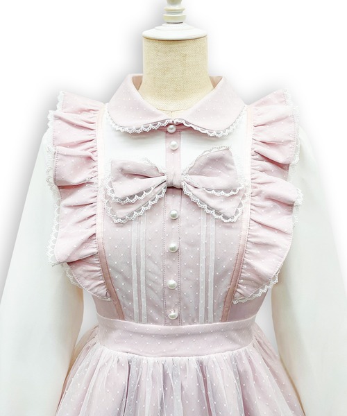 Honey Cinnamon(ハニーシナモン)の「フロントリボンドットチュールワンピース(ワンピース・レディース・ピンク/ホワイト・FREE)」の17枚目の写真