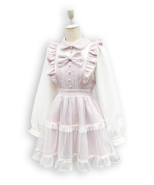 Honey Cinnamon(ハニーシナモン)の「フロントリボンドットチュールワンピース(ワンピース・レディース・ピンク/ホワイト・FREE)」の19枚目の写真