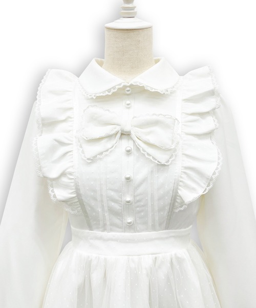 Honey Cinnamon(ハニーシナモン)の「フロントリボンドットチュールワンピース(ワンピース・レディース・ピンク/ホワイト・FREE)」の8枚目の写真