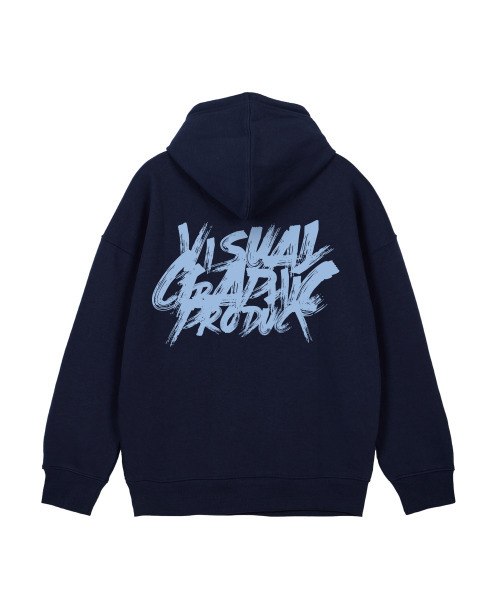 BY.L(バイエル)の「ペインテッドグラフィティフード ネイビー スカイブルー(パーカー・メンズ・その他・M/L/XL/XXL)」の1枚目の写真