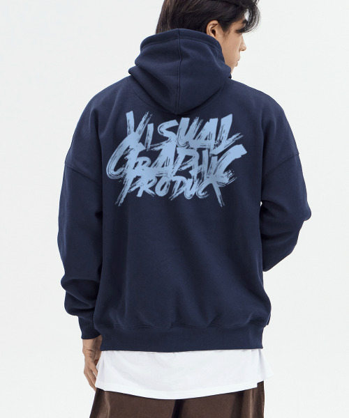 BY.L(バイエル)の「ペインテッドグラフィティフード ネイビー スカイブルー(パーカー・メンズ・その他・M/L/XL/XXL)」の4枚目の写真