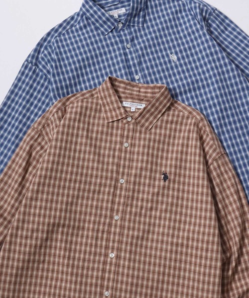 U.S. POLO ASSN.(ユーエスポロアッスン)の「U.S. POLO ASSN./ユーエスポロアッスン Broad Denim Shirt/オーバーサイズ ブロード デニム 無地 チェック ロゴ ワンポイント刺繍 レギュラーカラーシャツ/長袖シャツ/レディース メンズ(シャツ/ブラウス・メンズ・インディゴブルー/ホワイト/ブラック/ライトブルー/グリーン系その他/ベージュ系その他/グレー系その他/ブルー系その他・M/L/LL)」の4枚目の写真