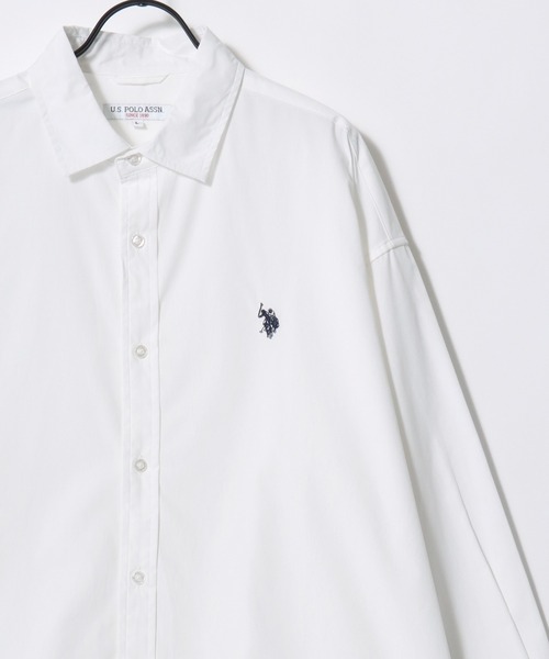 U.S. POLO ASSN.(ユーエスポロアッスン)の「U.S. POLO ASSN./ユーエスポロアッスン Broad Denim Shirt/オーバーサイズ ブロード デニム 無地 チェック ロゴ ワンポイント刺繍 レギュラーカラーシャツ/長袖シャツ/レディース メンズ(シャツ/ブラウス・メンズ・インディゴブルー/ホワイト/ブラック/ライトブルー/グリーン系その他/ベージュ系その他/グレー系その他/ブルー系その他・M/L/LL)」の9枚目の写真