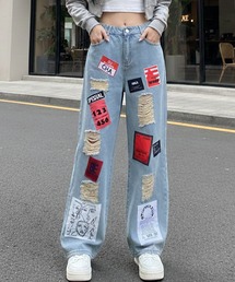 ストリートワッペンデニムパンツ