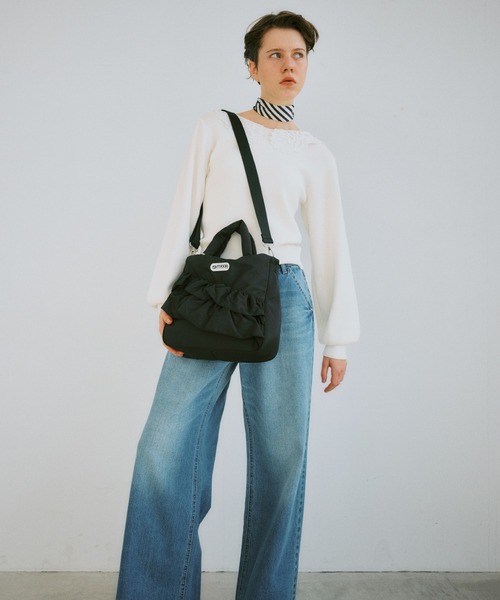 OUTDOOR PRODUCTS（アウトドアプロダクツ）の「【OUTDOOR PRODUCTS】VIS別注2WAYフリルトートバッグ（トートバッグ・レディース・ブラック/ベージュ/キナリ・FREE）」の11枚目の写真