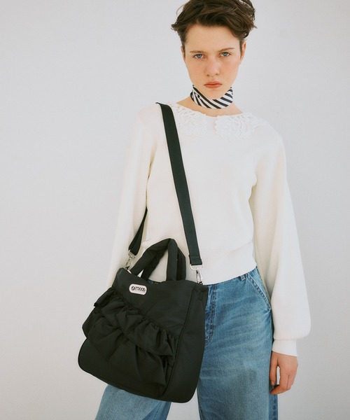 OUTDOOR PRODUCTS（アウトドアプロダクツ）の「【OUTDOOR PRODUCTS】VIS別注2WAYフリルトートバッグ（トートバッグ・レディース・ブラック/ベージュ/キナリ・FREE）」の10枚目の写真