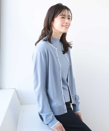 配色ラインアンサンブル（カーディガン&ニットプルオーバー）/UVカット/洗える/WEB限定サイズあり