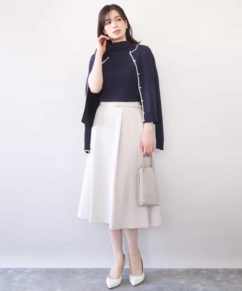 OFUON le MK(オフオンルエムケー)の「配色ラインアンサンブル(カーディガン&ニットプルオーバー)/UVカット/洗える/WEB限定サイズあり(アンサンブル・レディース・ネイビー/ベージュ/ライトピンク/ライトブルー・38/36)」の10枚目の写真