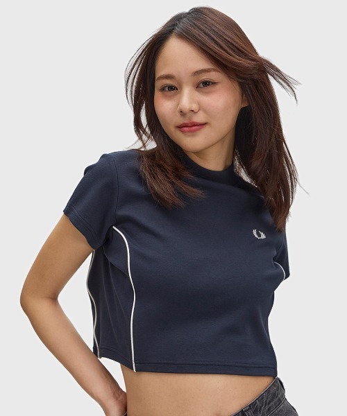 セール】Piped Seams Mock Neck T-Shirt／パイピングシームモック