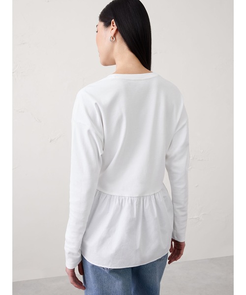 BANANA REPUBLIC FACTORY STORE(バナナリパブリック ファクトリーストア)の「BANANA REPUBLIC FACTORY STORE 日本限定 ミックスメディア ペプラムトップス(Tシャツ/カットソー・レディース・ホワイト/ブラック・S/M/XS/L)」の4枚目の写真