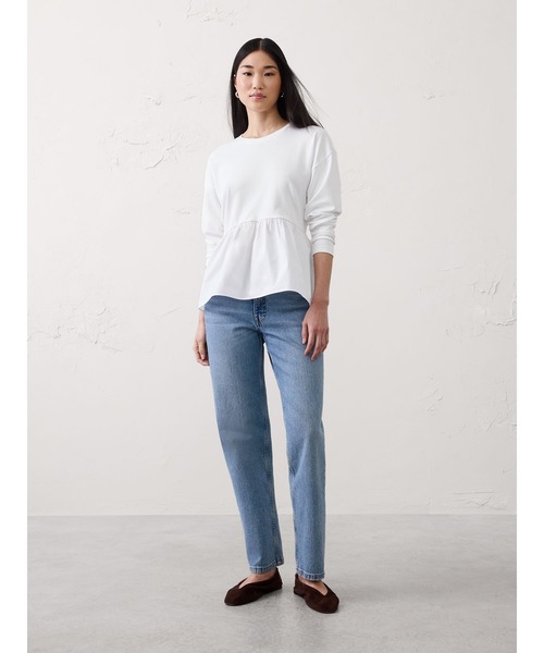 BANANA REPUBLIC FACTORY STORE(バナナリパブリック ファクトリーストア)の「BANANA REPUBLIC FACTORY STORE 日本限定 ミックスメディア ペプラムトップス(Tシャツ/カットソー・レディース・ホワイト/ブラック・S/M/XS/L)」の5枚目の写真