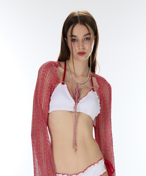 LARTIGENT(ラーティゼン)の「L12 BOLERO CARDIGAN(RED)(カーディガン/ボレロ・レディース・その他・FREE)」の3枚目の写真