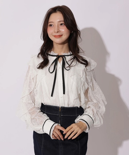 Apuweiser-riche（アプワイザーリッシェ）の「レースボウブラウス（シャツ/ブラウス・レディース・ブラック/ホワイト・2/1）」の16枚目の写真