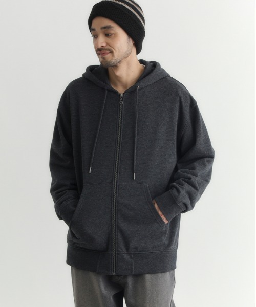 BACK NUMBER（バックナンバー）の「【BACK NUMBER】スウェットフルジップパーカー (リラックスフィット / 裏毛 / 3シーズン / ベーシック)（パーカー・メンズ・ブラック/キナリ・XL/L/M/LARGE/X-LARGE/MEDIUM）」の5枚目の写真