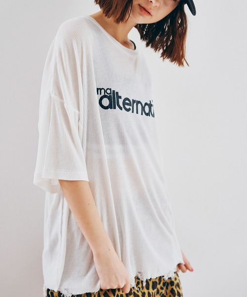 RNA(アールエヌエー)の「M2624 SnagダメージT(Tシャツ/カットソー・レディース・サックスブルー/ホワイト/ピンク・MEDIUM)」の1枚目の写真