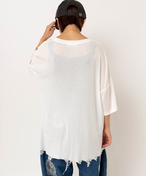 RNA(アールエヌエー)の「M2624 SnagダメージT(Tシャツ/カットソー・レディース・サックスブルー/ホワイト/ピンク・MEDIUM)」の6枚目の写真