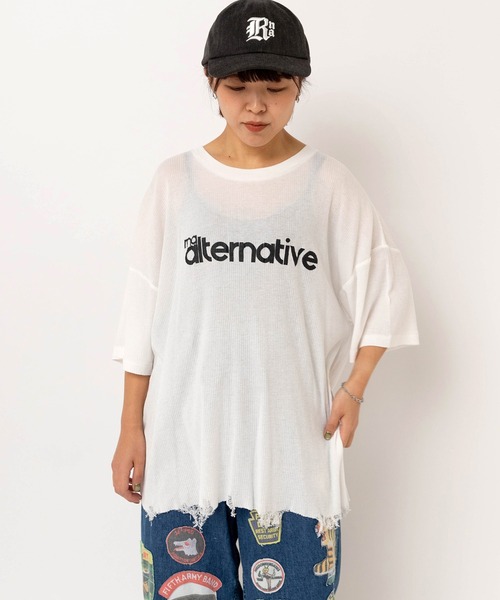 RNA(アールエヌエー)の「M2624 SnagダメージT(Tシャツ/カットソー・レディース・サックスブルー/ホワイト/ピンク・MEDIUM)」の4枚目の写真